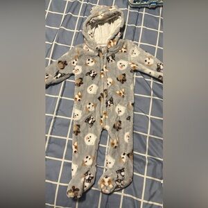 Adorable Gray Animal Print Kids Footie Onesie